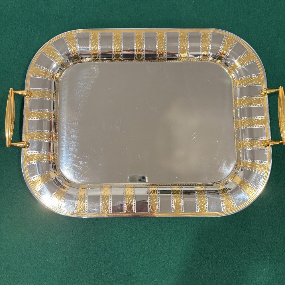 Stainless steel and brass tray made in Italy